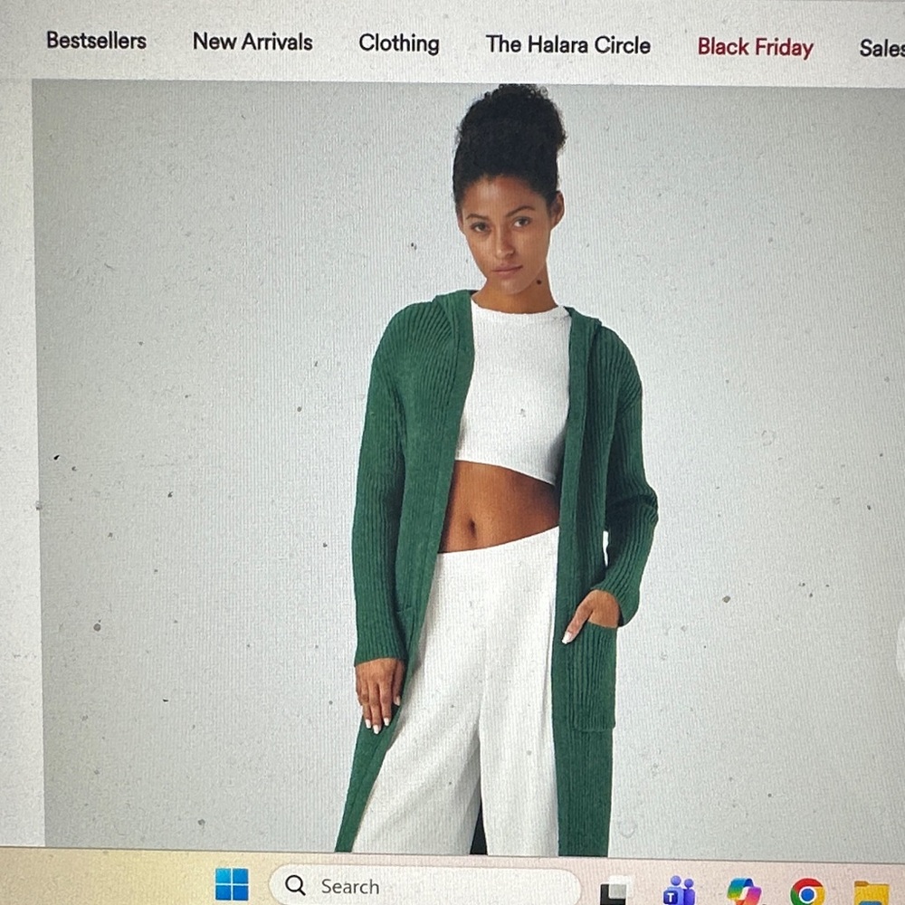 NWT HALARA Hooded Long Sleeve Pocket Longline Casual Cardigan
